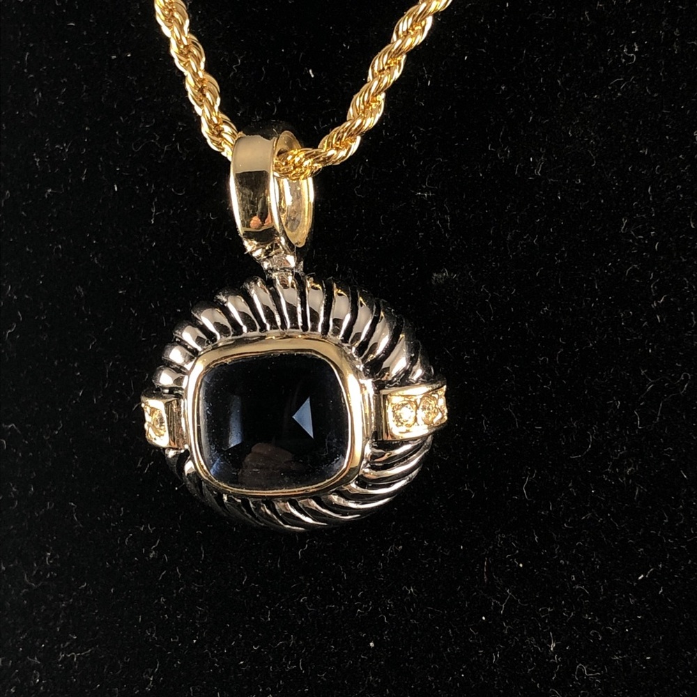 David Yurman Style 2-tone Pendant with Sapphire